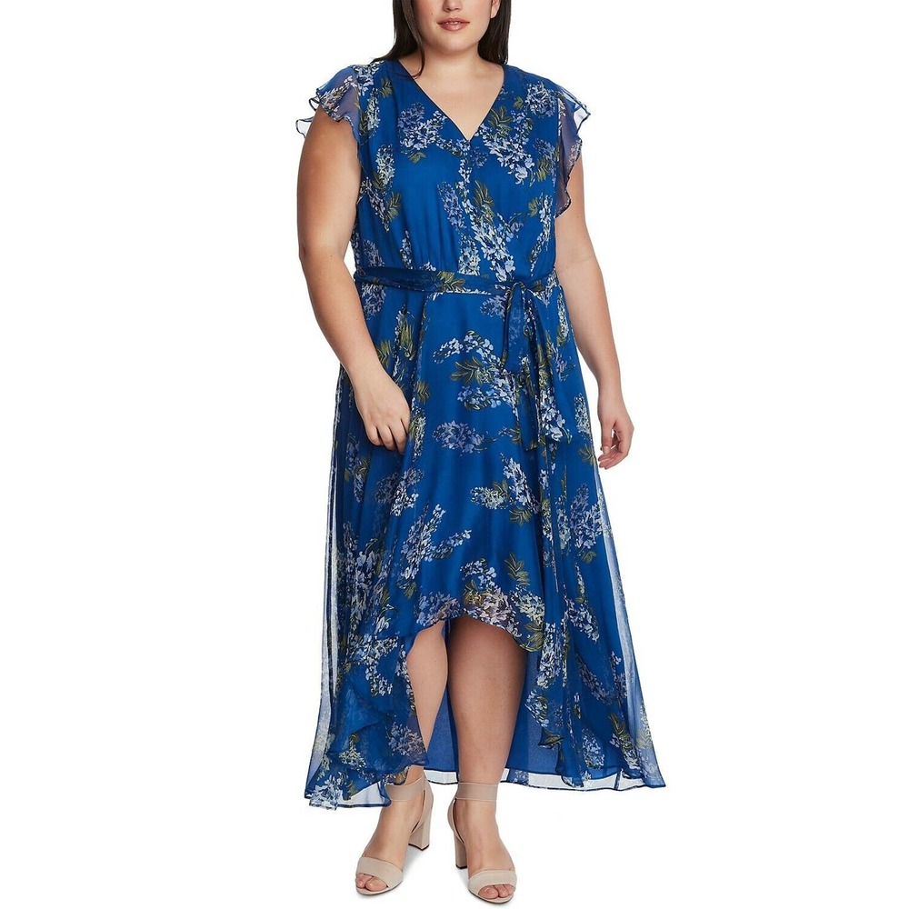 Vince Camuto Plus Size Floral Print High Lo Dusk Blue - Size 18W - NWT $165